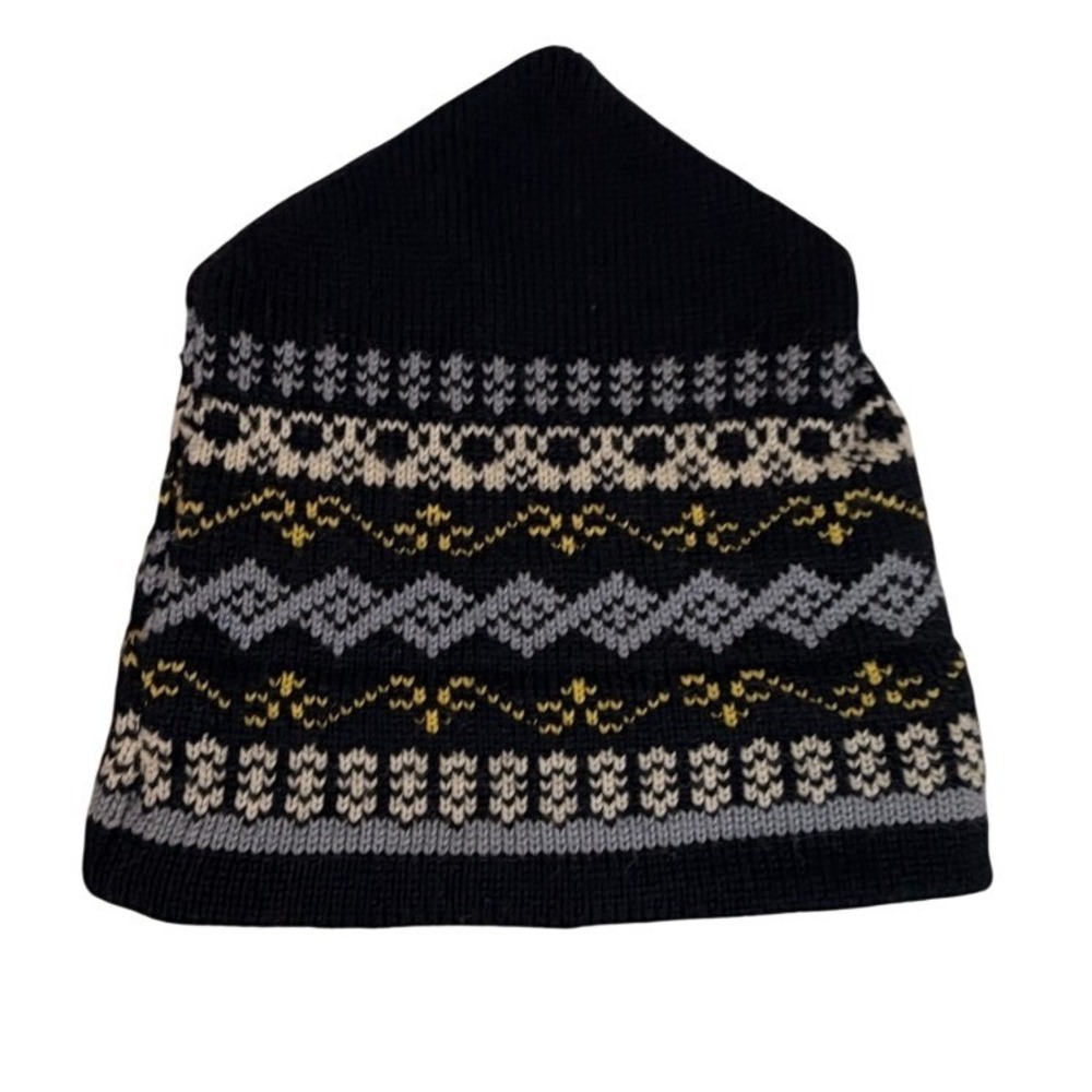 Vermont Origionals Fair Isle Beanie Mens One Size Navy Blue Geometric Wool Hat